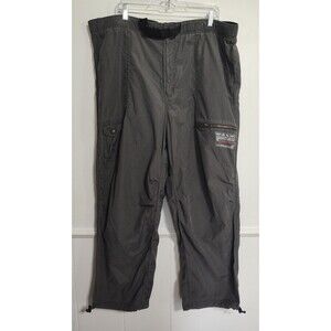 VTG Old Navy Pants Men XL Gray Cargo‎ Y2K Army Baggy Stencil Paratrooper Skater